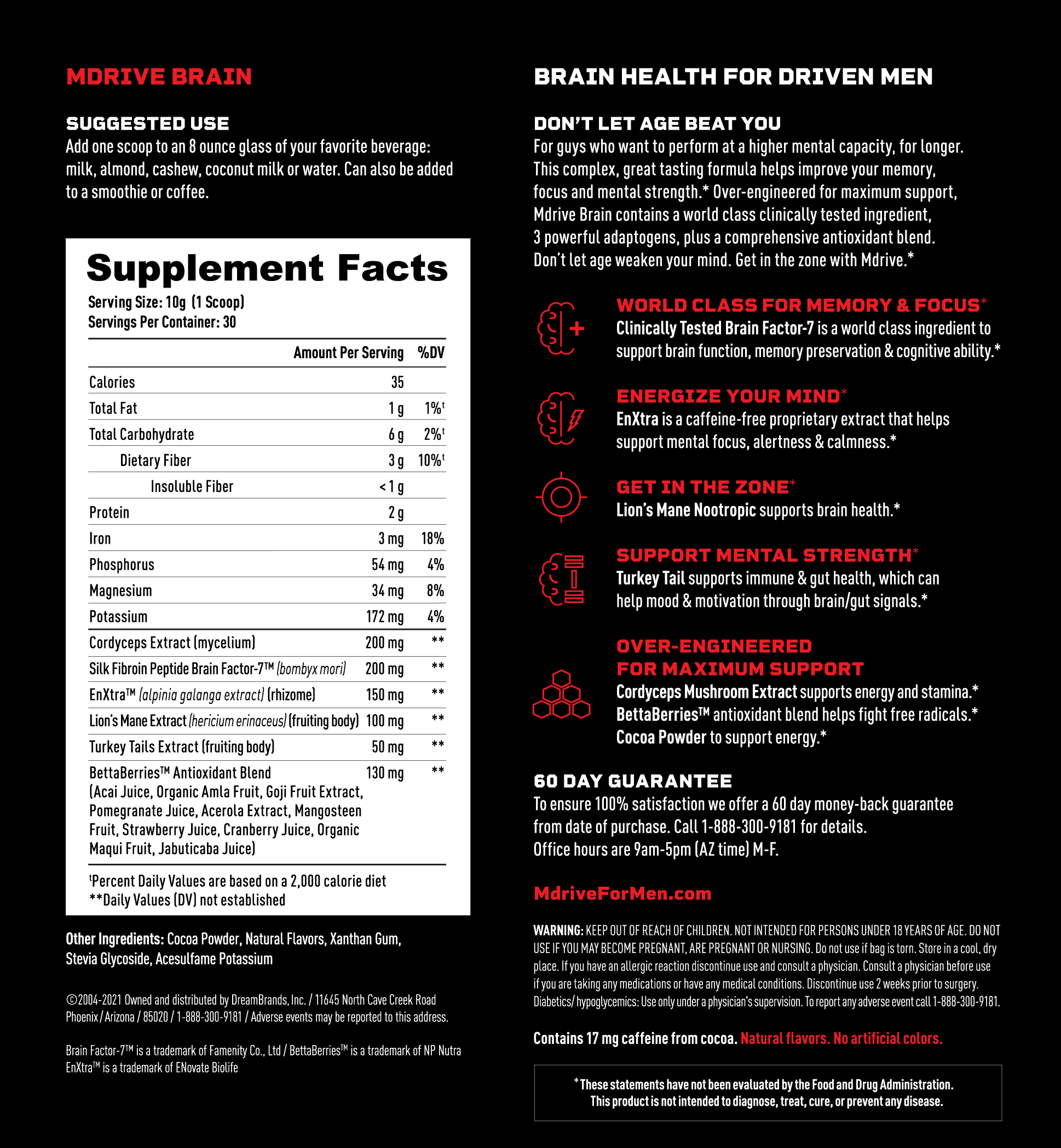 Mdrive Brain Supplement Facts