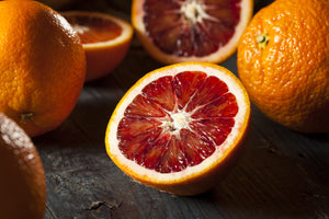 blood oranges cut in half