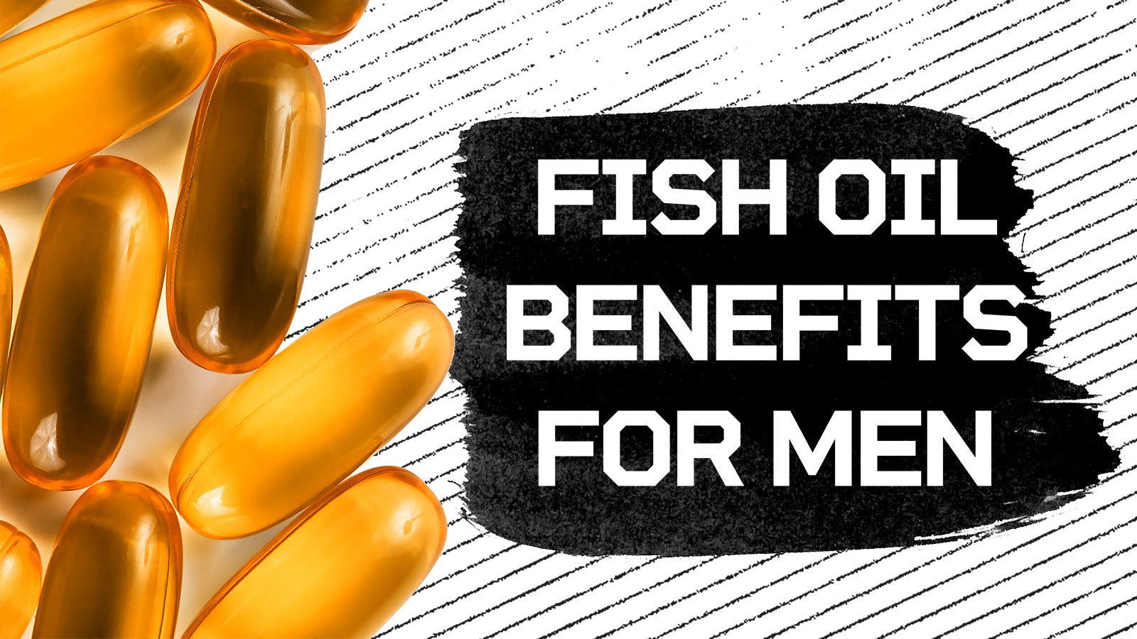 man holding fish oil supplements and glass of water