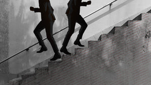 shadows going up stairs in opposite directions