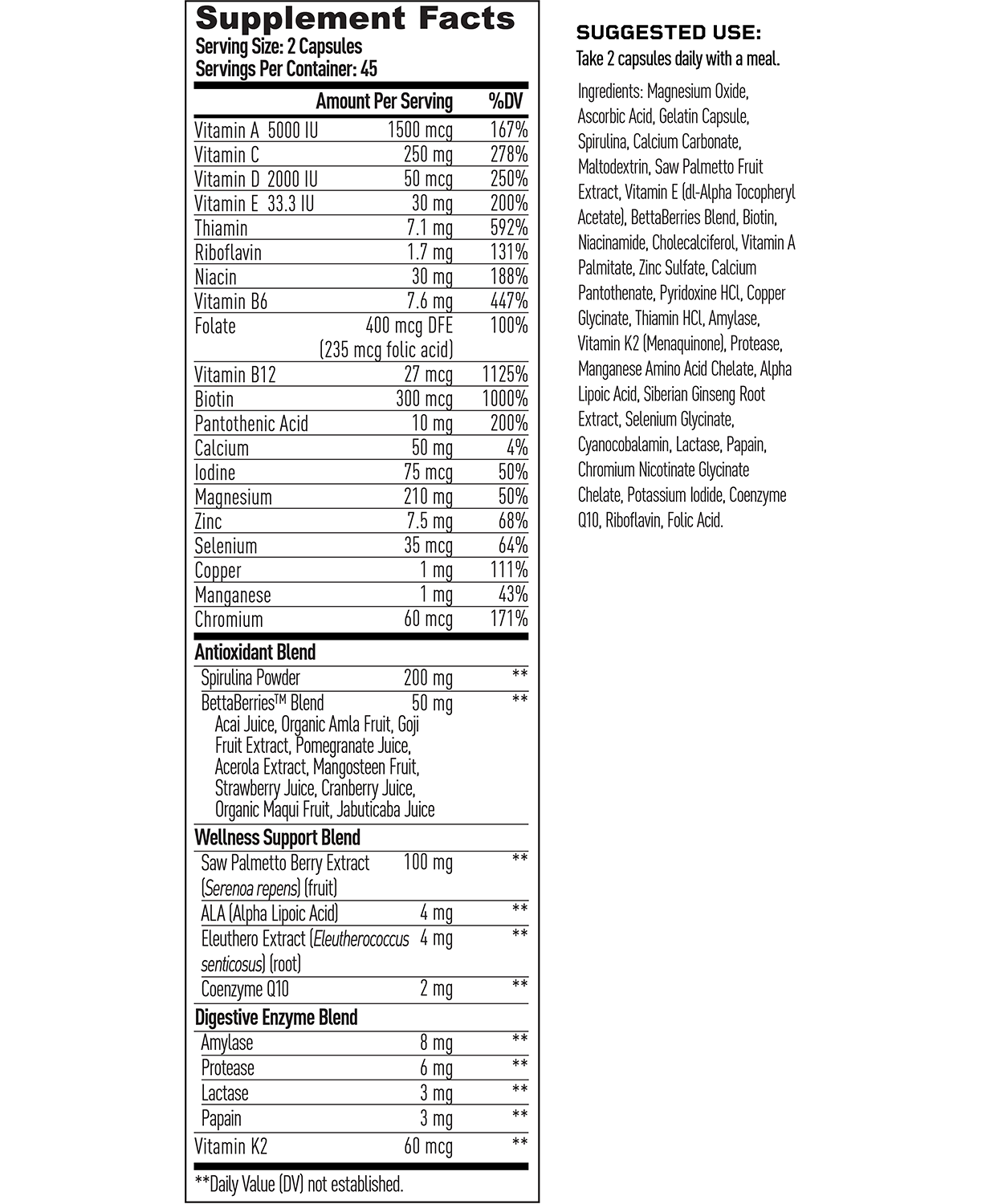 Mdrive Multi Supplement Facts