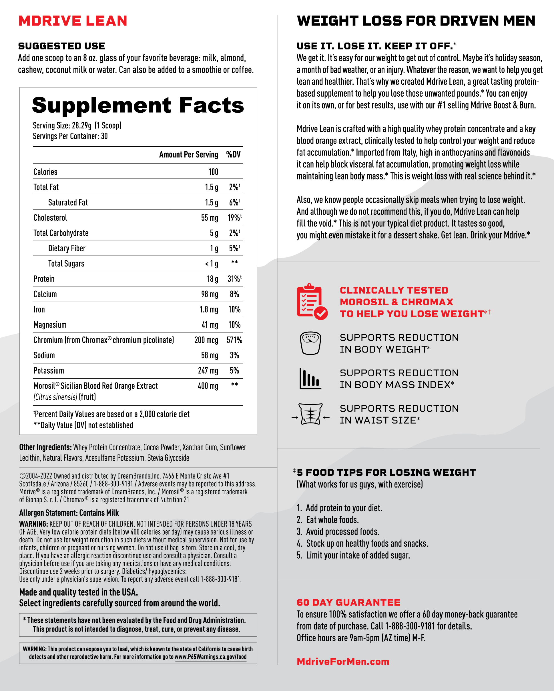 Mdrive Lean Supplement Facts